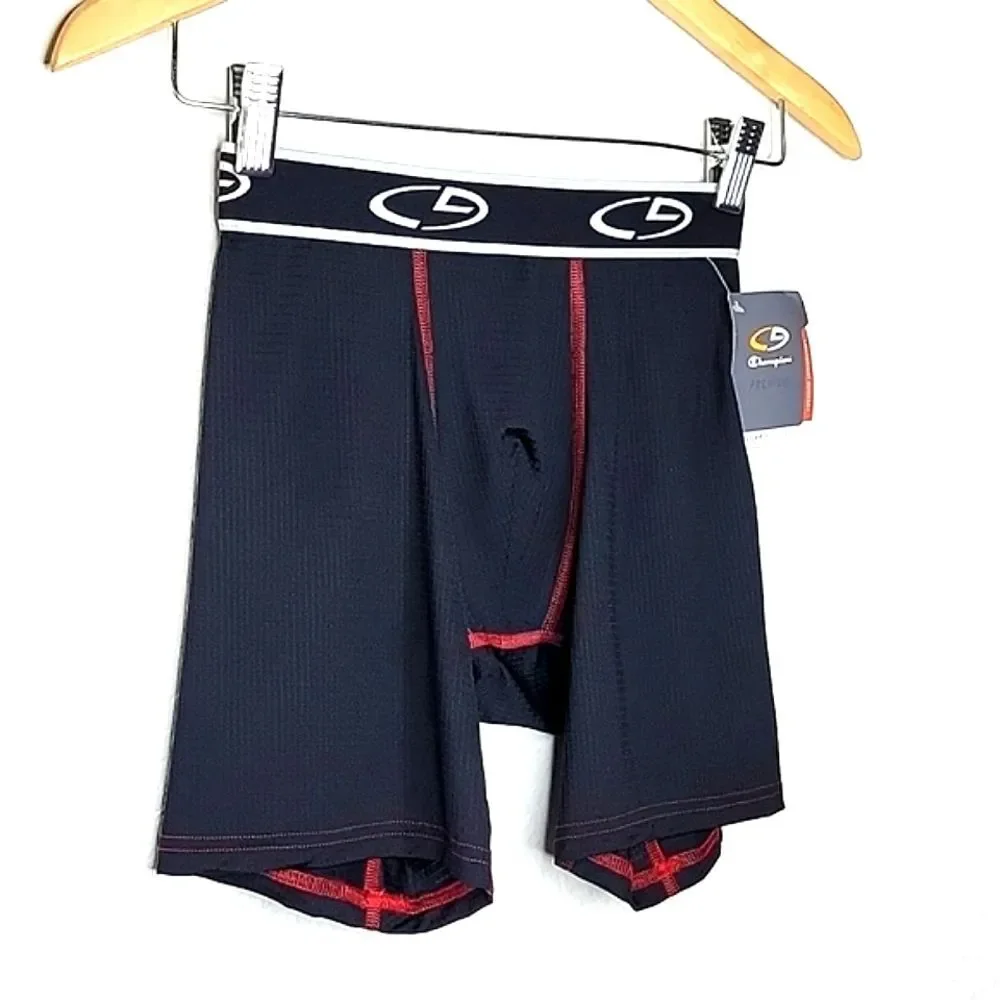 CHAMPION NWT Black Red Boxer Brief sz S Lightweight Breathable Moisture Wicking